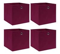 vidaXL Boîtes de rangement 4 pièces en tissu 32 x 32 x 32 cm Rouge foncé