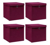 vidaXL Boîtes de rangement 4 pcs - Rouge foncé