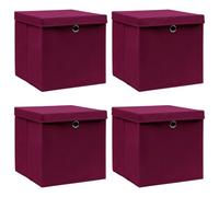 vidaXL Boîtes de rangement 4 pcs Rouge foncé 32x32x32 cm Tissu
