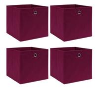 vidaXL Boîtes de rangement 4 pièces en tissu 32 x 32 x 32 cm Rouge foncé