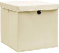 vidaXL Boîtes de rangement avec couvercle 10 pcs. Crème 32x32x32 cm Tissu