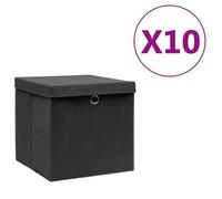 vidaXL Boîtes de rangement avec couvercles 10 pièces 28x28x28 cm Noir