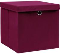 vidaXL Boîtes de rangement avec couvercles 10 pcs. 28x28x28 cm rouge foncé