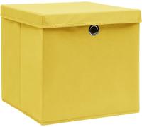 vidaXL Boîtes de rangement avec couvercles 10 pcs. Jaune 32x32x32 cm Tissu