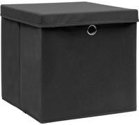 vidaXL Boîtes de rangement avec couvercles 10 pcs. noir 32x32x32cm tissu