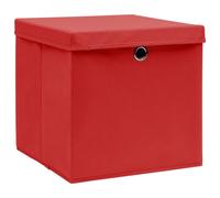 vidaXL Boîtes de rangement avec couvercles 10 pcs. Rouge 32x32x32 cm Tissu