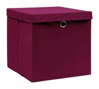 vidaXL Boîtes de rangement avec couvercles 10 pcs. Rouge foncé 32x32x32cm