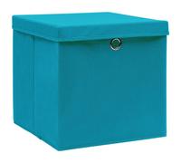 vidaXL Boîtes de rangement avec couvercles 10pcs. Bleu bébé 32x32x32cm Tissu