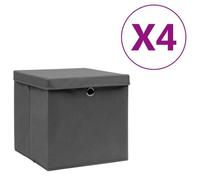 vidaXL Boîtes de rangement avec couvercles 4 pcs 28x28x28 cm Gris
