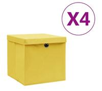 vidaXL Boîtes de rangement avec couvercles 4 pcs 28x28x28 cm Jaune