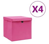 vidaXL Boîtes de rangement avec couvercles 4 pcs 28x28x28 cm Rose