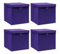 vidaXL Boîtes de rangement avec couvercles 4 pcs 28x28x28 cm Violet