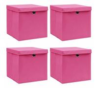 vidaXL Boîtes de rangement avec couvercles 4 pcs Rose 32x32x32cm Tissu