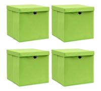 vidaXL Boîtes de rangement avec couvercles 4 pcs Vert 32x32x32cm Tissu