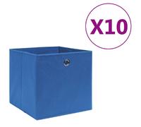 vidaXL Boîtes de rangement Lot de 10 pliables en tissu intissé 28x28x28 cm Bleu