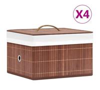vidaXL Boîtes de rangement en bambou 4 pcs. Marron