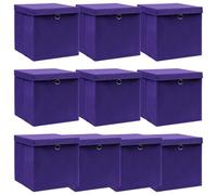 vidaXL Boîtes de rangement et couvercles 10pcs Violet 32x32x32cm Tissu