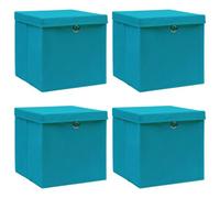 vidaXL Boîtes de rangement et couvercles 4 pcs Bleu 32x32x32 cm Tissu