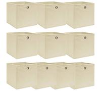 vidaXL Boîtes de rangement pliables Lot de 10 Tissu 32x32x32 cm Crème
