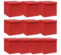 vidaXL Boîtes Rangement Tissu 10 pcs 32x32x32 cm - Rouge