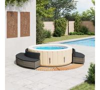 vidaXL Bordure de baignoire balnéo Gris Poly rotin et bois massif Acacia