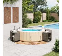 vidaXL Bordure de baignoire balnéo Gris Poly rotin et bois massif Acacia