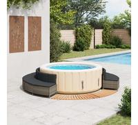 vidaXL Bordure de baignoire balnéo Gris Poly rotin et bois massif Acacia