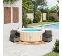 vidaXL Bordure de baignoire balnéo Gris Poly rotin et bois massif Acacia
