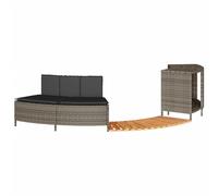 vidaXL Bordure de baignoire balnéo Gris Poly rotin et bois massif Acacia