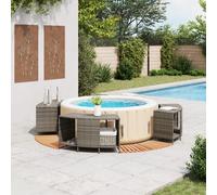 vidaXL Bordure de baignoire balnéo Gris Poly rotin et bois massif Acacia