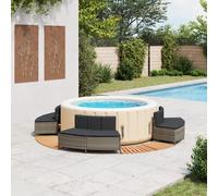 vidaXL Bordure de baignoire balnéo Gris Poly rotin et bois massif Acacia