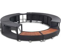 vidaXL Bordure de spa noir Poly-Rattan