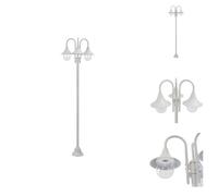 vidaXL Borne d'éclairage de jardin E27 220 cm aluminium 3-lanternes blanc - éclairage extérieur