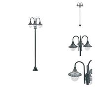 vidaXL Borne d'éclairage de jardin E27 220 cm aluminium 3-lanternes vert foncé - éclairage extérieur