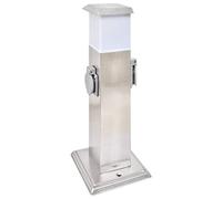 vidaXL Borne jardin électrique 2 prises Acier inoxydable avec lampe extérieure