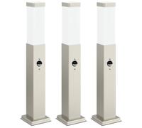 vidaXL Bornes lumineuses avec détecteur lot de 3 50 cm acier inoxydable
