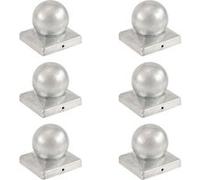 Bouchons de poteau 6 pcs Globe final Métal galvanisé 101x101 mm