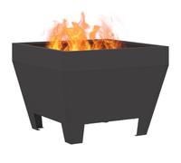 vidaXL Boule de feu Noir 50 x 50 x 38 cm Acier patiné | Fait en acier froid qui supporte bien la chaleur, Super facile à transporter pour les soirées en extérieur,