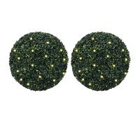 vidaXL Boules de buis artificielles avec lumières LED 2 pcs Vert 52 cm, Boule topiaire Artificielle, Boule topiaire Artificielle en buis, Boule topiaire Artificielle au Pot