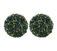 Boules de buis artificielles avec LED 2 pcs vert 45 cm