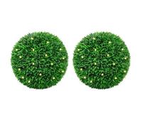 vidaXL Boules de buis artificielles avec lumières LED 2 pcs vert 55 cm