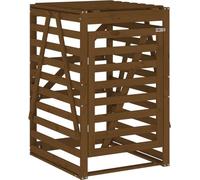 vidaXL Abri pour Poubelle sur roulettes, Hangar pour Poubelle avec Porte, Cache-poubelles avec Couvercle Jardin Extérieur, Marron Miel Bois Massif de Pin