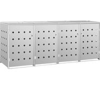 vidaXL Abri pour poubelles quadruple sur roulettes – 4 x 240 L – Acier inoxydable