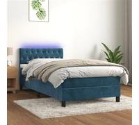 vidaXL Boxspring met matras en LED fluweel donkerblauw 90x200 cm3134565 Bleu G