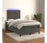 vidaXL Boxspring met matras en LED fluweel donkergrijs 120x200 cm3136234 Gris G