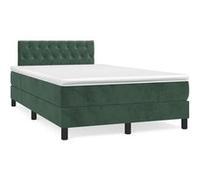 vidaXL Sommier à lattes avec matelas et LED velours vert foncé 120x190 cm
