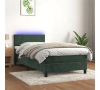 vidaXL Boxspring met matras en LED fluweel donkergroen 80x200 cm3134252 Vert G