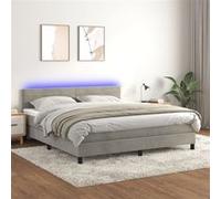 vidaXL Boxspring met matras en LED fluweel lichtgrijs 160x200 cm3134471 Gris G