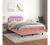 vidaXL Boxspring met matras en LED fluweel roze 120x200 cm3134638 Rose G