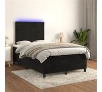 vidaXL Sommier tapissier avec matelas et LED Noir 120 x 200 cm Velours